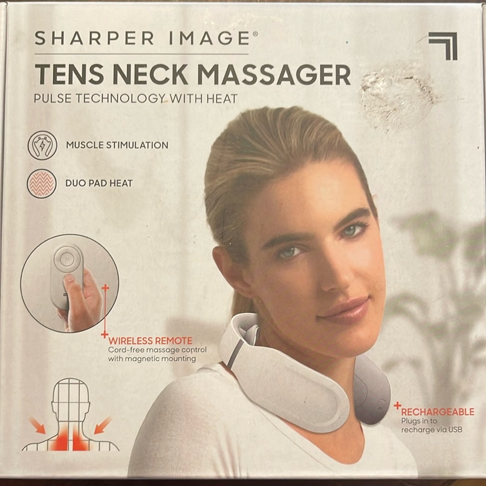 NWT Sharper Image Tens Neck Massager Pulse Technology with Heat and Remote